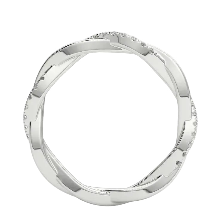 Side profile of the 1.5mm Twisted Full Eternity ring showing the infinity braid.