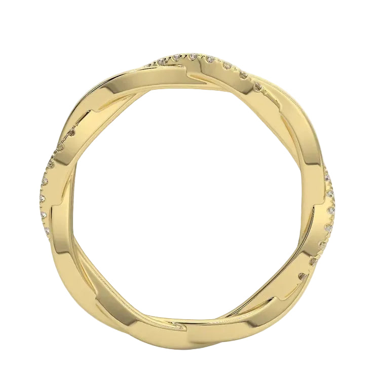 Side profile of the 1.5mm Twisted Full Eternity ring showing the infinity braid.