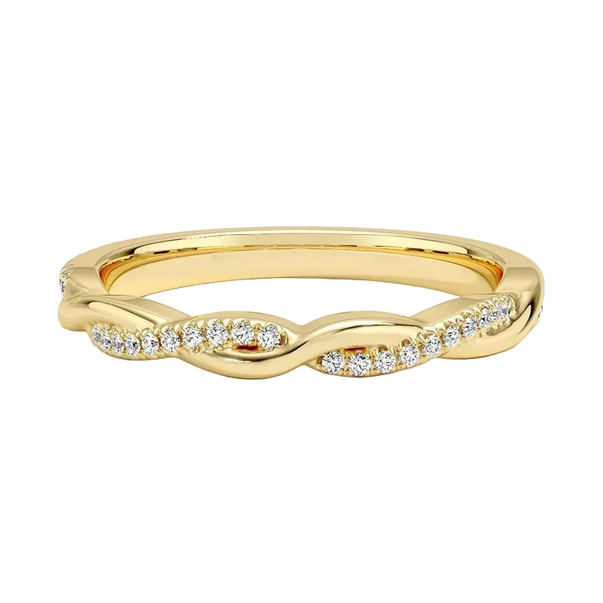 Twisted wedding band yellow gold infinity style pave moissanite South Africa