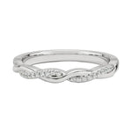White gold twisted infinity wedding band with pavé moissanite accents by ApolloGem.