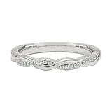 White gold twisted infinity wedding band with pavé moissanite accents by ApolloGem.