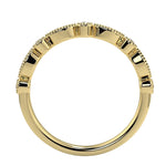 Milgrain eternity ring with moissanite stones art deco style details