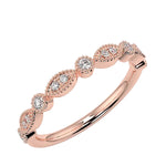 Scalloped edge wedding ring with beaded milgrain texture close up